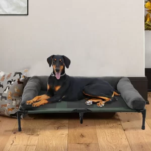 BigngoPaw Folding Extra Large Elevated Dog Bed Waterproof Raised Bolstered Pet Bed Out/Indoor Cooling Sofa Mat Breathable Mesh
