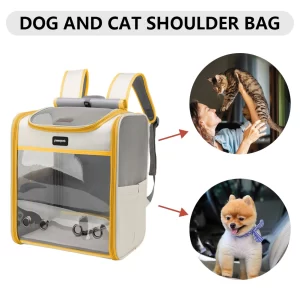 Carrier Pet Backpack Breathable Puppy Carrying Bag Oxford Cloth Transparent Portable Foldable Large Space Pet Carrier Supplies