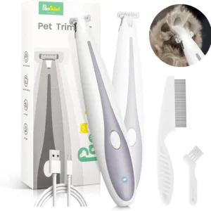 Dog Paw Trimmer, 35dB Ultra-Low Noise 2 Speed Dog Clippers for Grooming Dogs, USB Rechargeable Small Pet Shaver for Trimming Dog